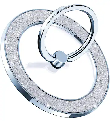 Front. COTTAGE - Magnetic Phone Ring Holder For Magsafe Grip Compatible With Wireless Charging glitter - Glitter Blue.