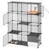 Front. VEVOR - Cat Cage 4-Tier 40.98"x13.98"x55" DIY Cat Playpen with Litter Box, Indoor Enclosure Detachable Metal Wire Kennel Crate - Black.