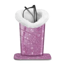 Kitcheniva - PU Leather Plush Lined Eyeglasses Protective Cover Holder Magnetic Stand Desk Organizer - Glittering Purple