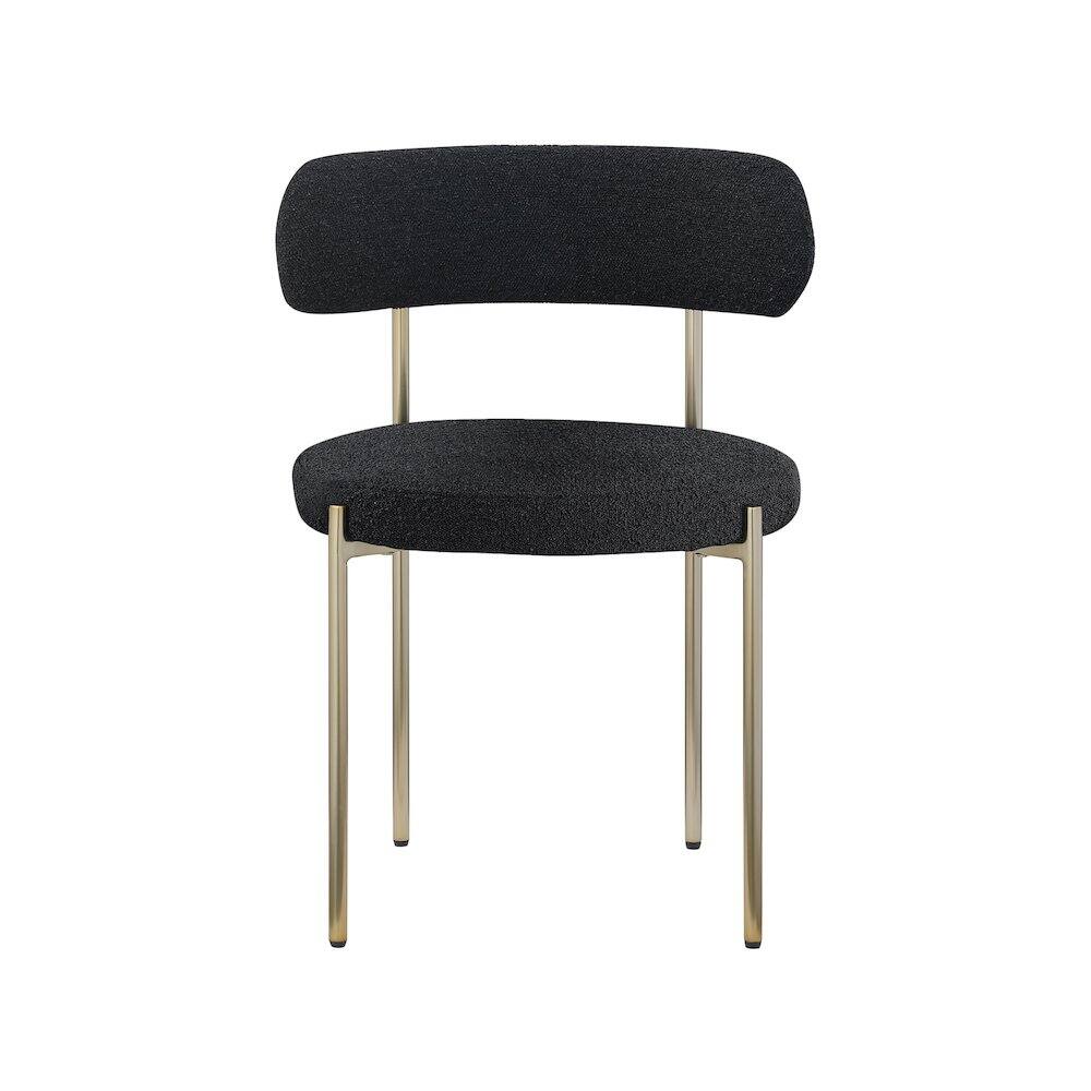 Alt View 2. Meridian Furniture - Beacon Black Boucle Fabric Dining Chair, Set of 2 - Black.