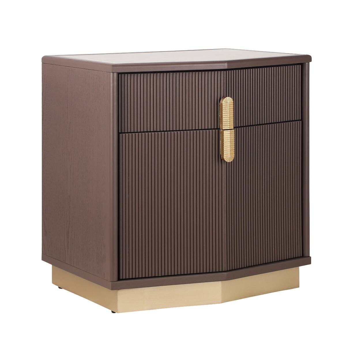 Alt View 4. Loheer - Loheer 2 Drawer Nightstand, Chocolate Vertical Stripe Bedside Table - Chocolate.