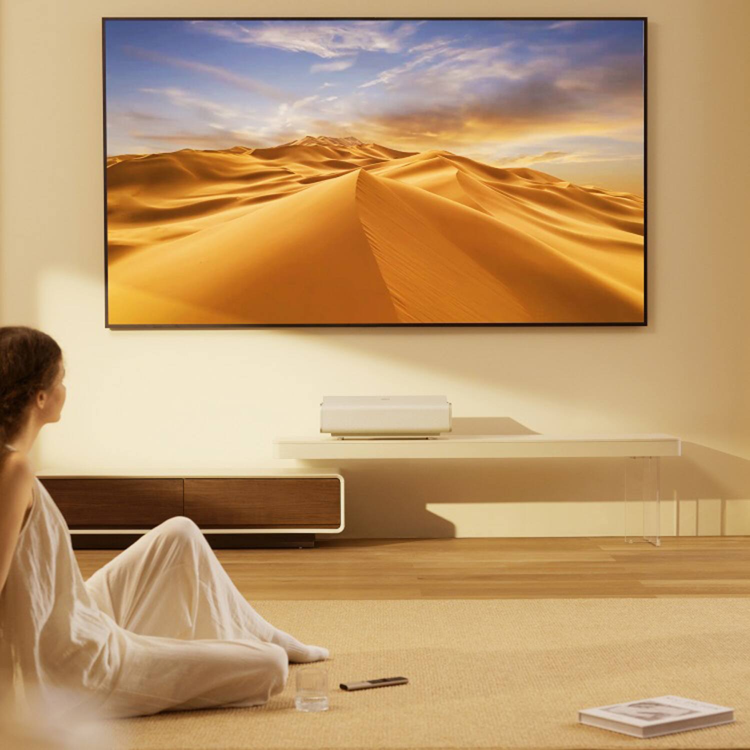 Alt View 1. XGIMI - AURA 2 4K UHD Laser Ultrashort-Throw Smart Multimedia Projector with Built-in Speakers and Remote - Silver.