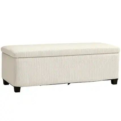 Front. Homcom - 44 Inches Storage Ottoman Bench, Foot Rest with Removable Lid, End of Bed Bench, Padded Seat, for Living Room, Bedroom - Beige.