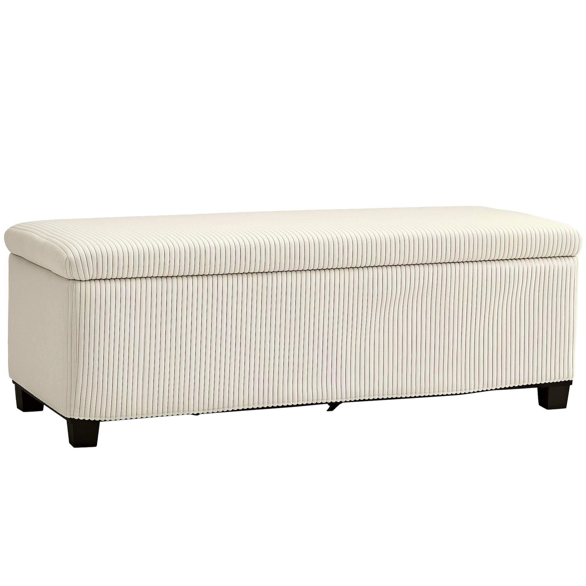 Homcom - 44 Inches Storage Ottoman Bench, Foot Rest with Removable Lid, End of Bed Bench, Padded Seat, for Living Room, Bedroom - Beige