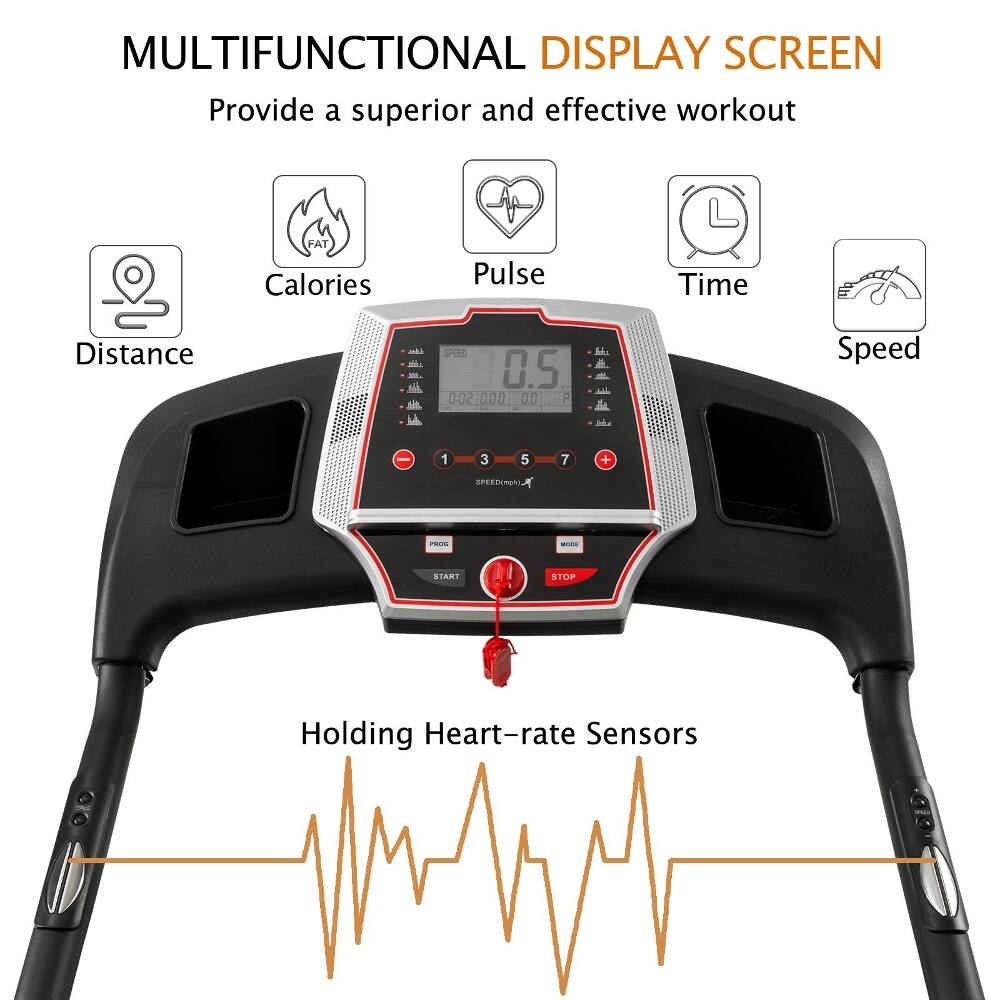 MULTIFUNCTIONAL DISPLAY SCREEN  
Provide a superior and effective workout  
- Calories  
- Pulse  
- Time  
- Distance  
- Speed  

Holding Heart-rate Sensors