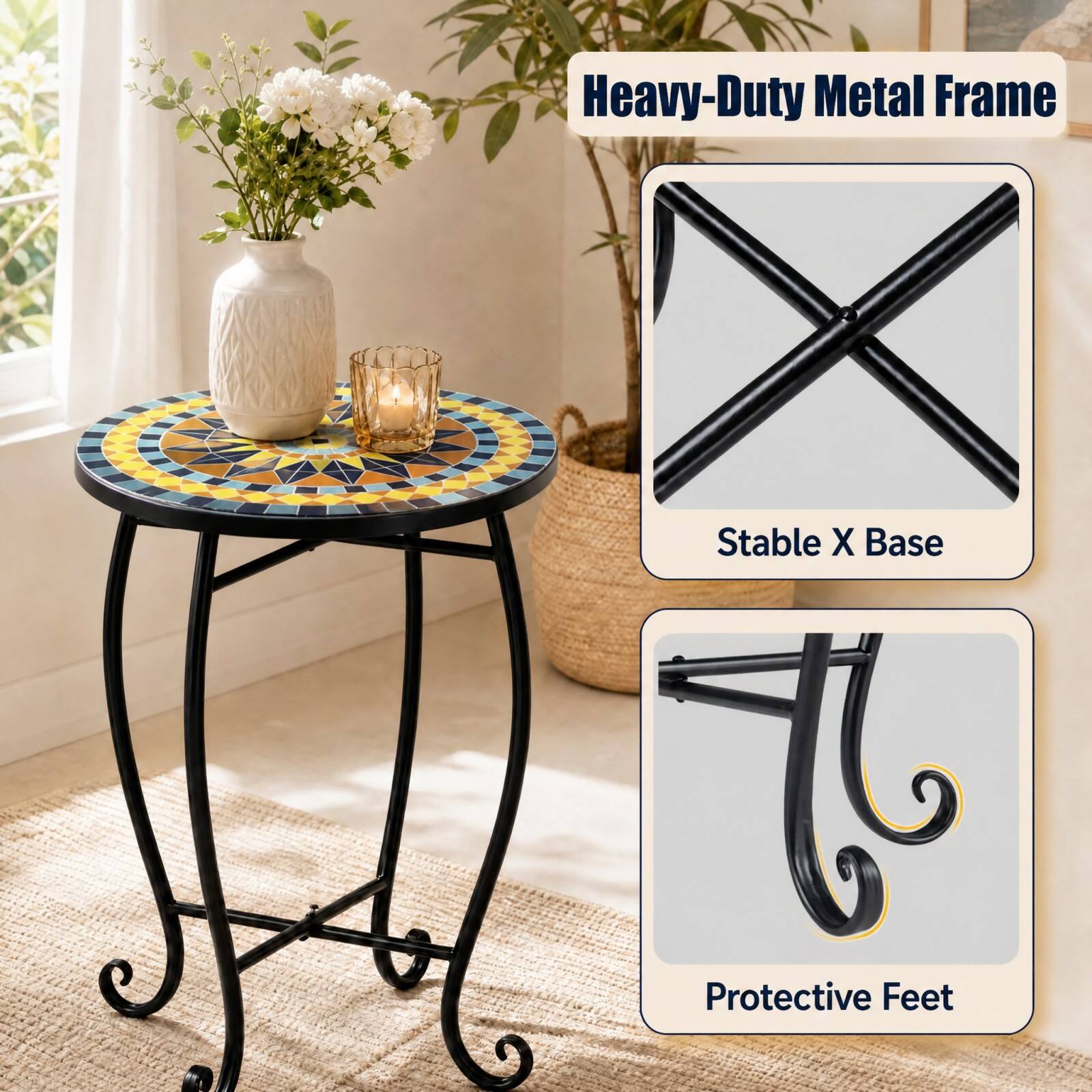 Heavy-Duty Metal Frame  
Stable X Base  
Protective Feet