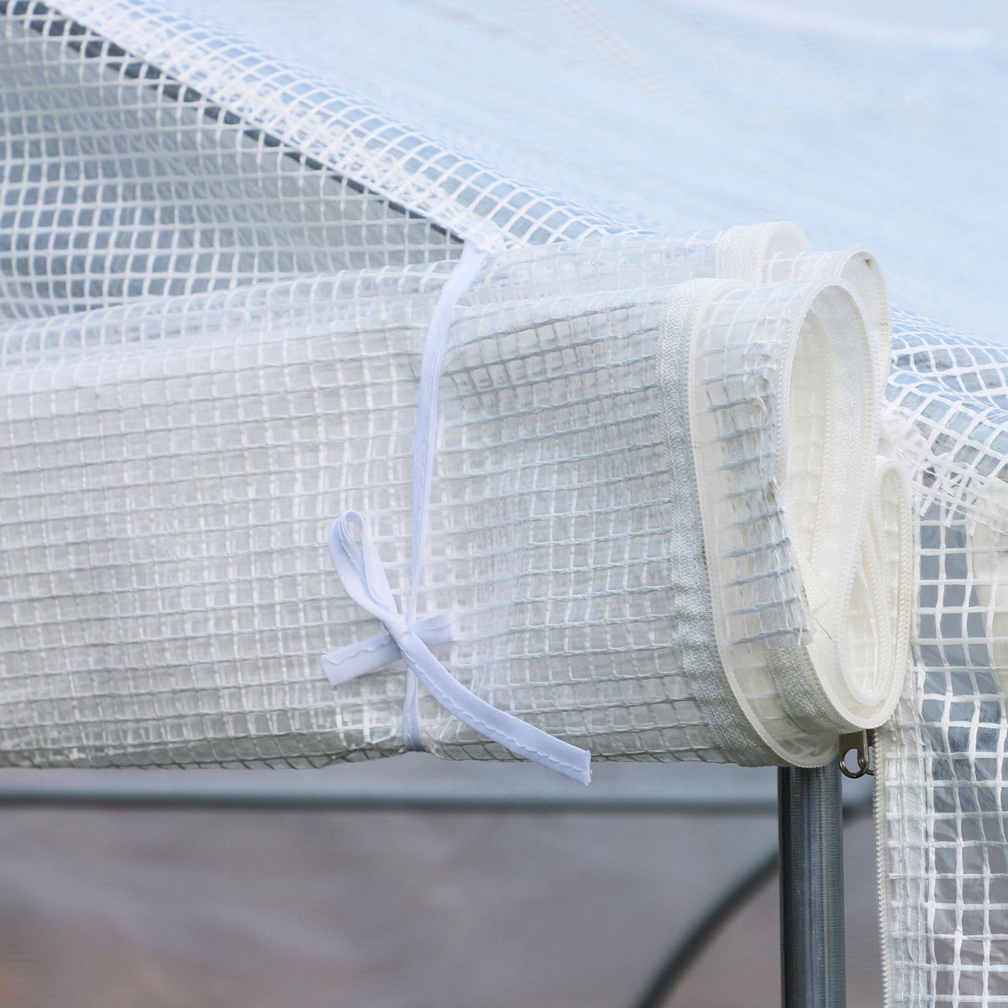 Alt View 8. Outsunny - 20' x 10' x 7' Outdoor Walk-in Greenhouse, Tunnel Green House with Roll-up Windows, Zippered Door, PE Cover - White.