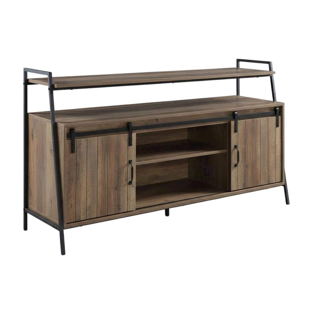 FurniFact - Industrial TV Stand in Rustic Oak & Black Finish with MDF, Metal, Veneer - Brown price history on PriceWatchPro