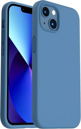 Front. Ornarto - ORNARTO Shockproof Liquid Silicone Designed for iPhone 13 Case Anti-Shock Cover Drop Protection 6.1inch-Blue - Blue.
