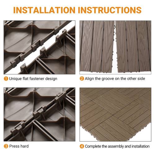 INSTALLATION INSTRUCTIONS

1. Unique flat fastener design
2. Align the groove on the other side
3. Press hard
4. Complete the assembly and installation