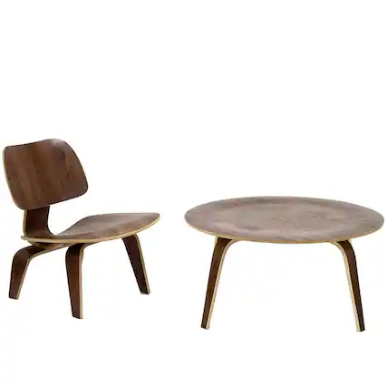 Front. Modway - Fathom 2 Piece Living Room Set by Modway - Walnut.