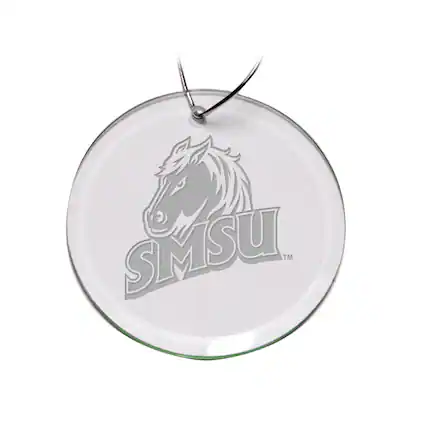 Front. Jardine - Southwest Minnesota State Mustangs 3'' Glass Round Ornament - Multicolor.