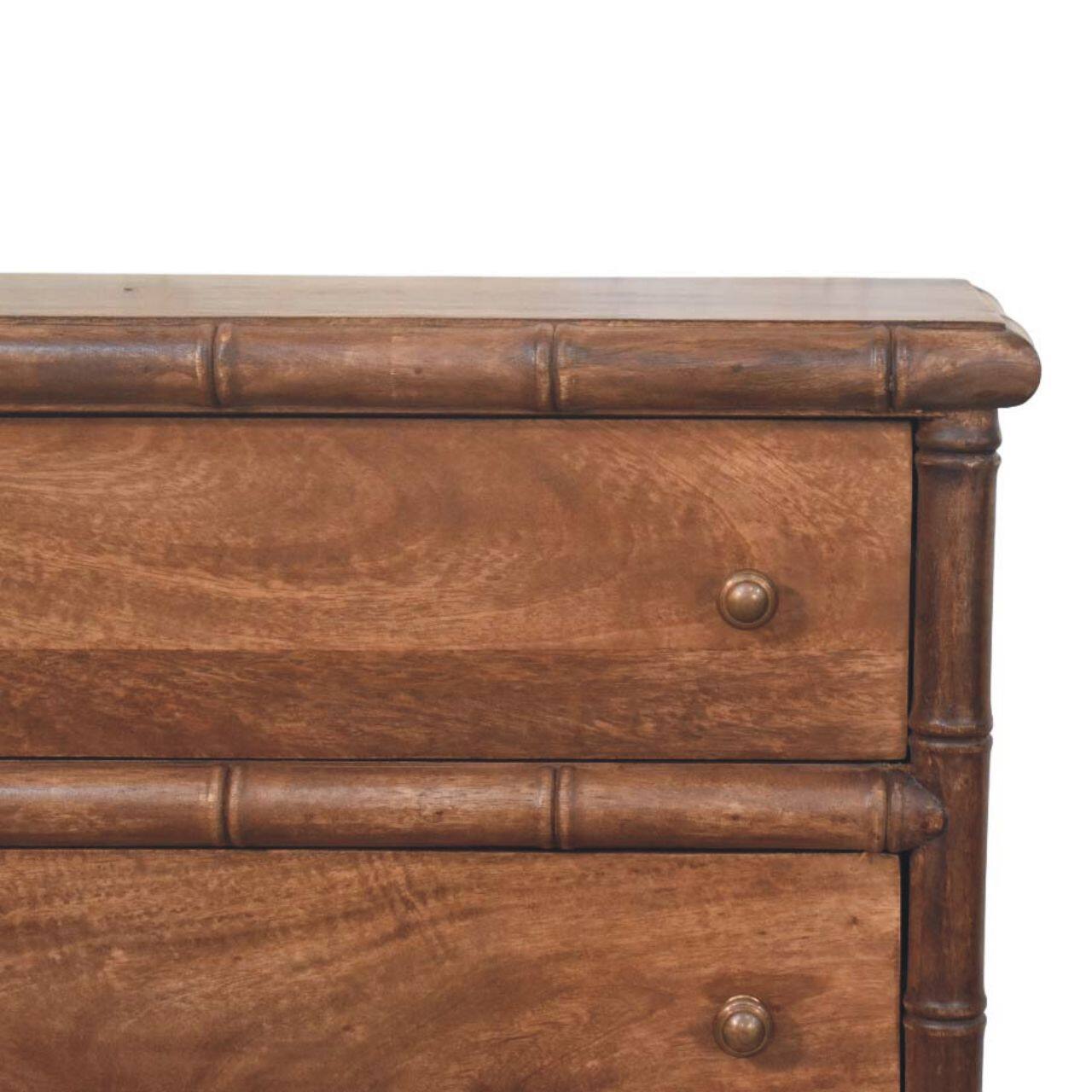 Back. Artisan Furniture - Artisan Furniture Solid Wood Bamboo Carved 3-Drawer Chest, Brown - Brown.