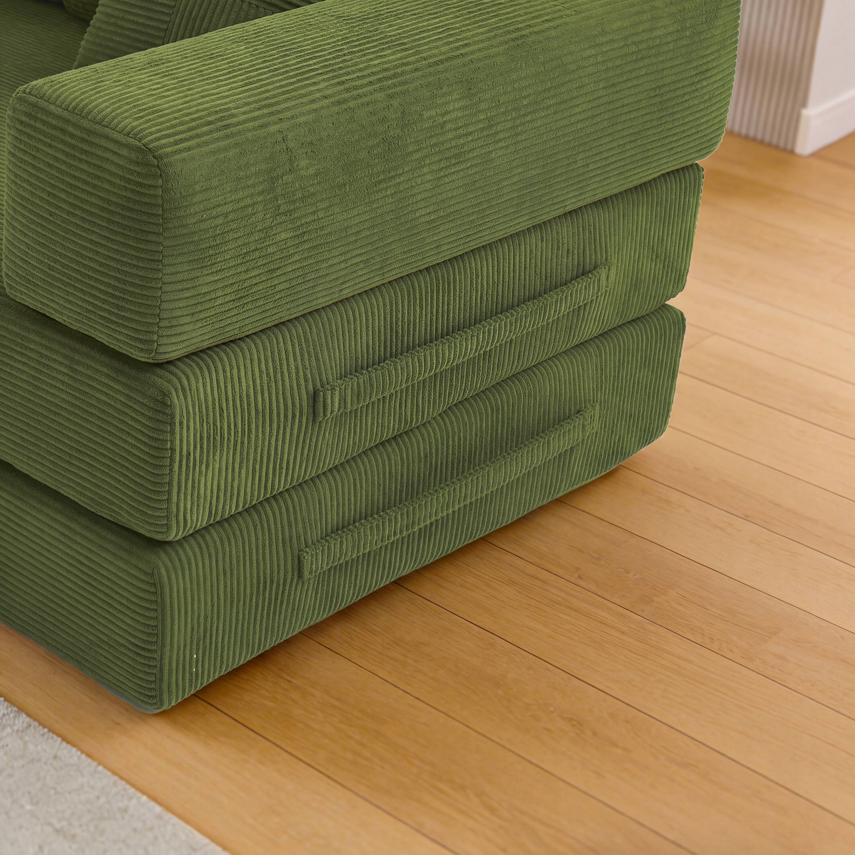 Alt View 7. Dyonery - 78.74" Sectional Modular Sofa Bed, Boneless Loveseat Couch with Armrest for Living Room Bedroom Guest Room - Green.