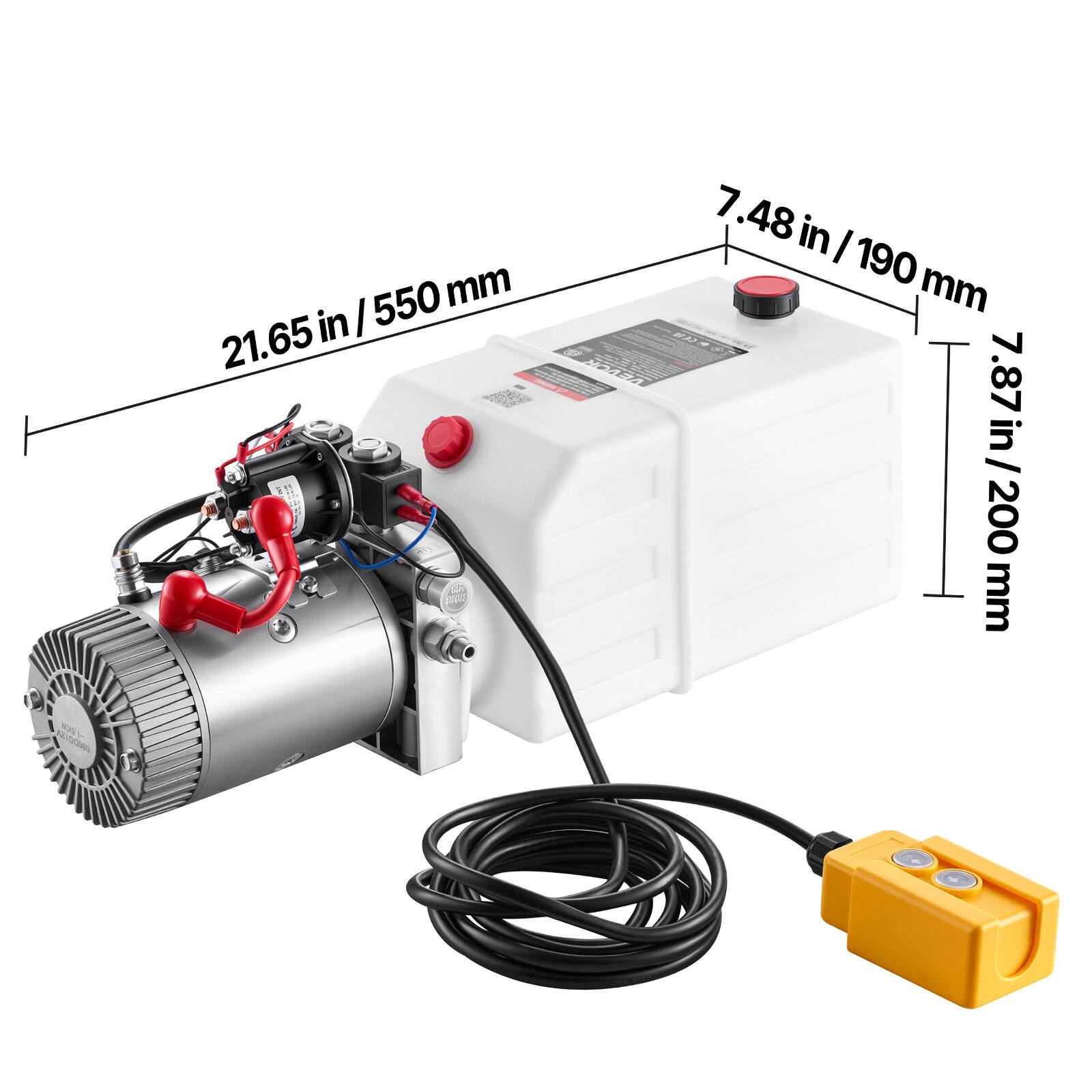 550 mm in | 21.65 in  
48 7.48 in/190 mm  
CER 7 19 VEVOR 7.87 in / 200 mm