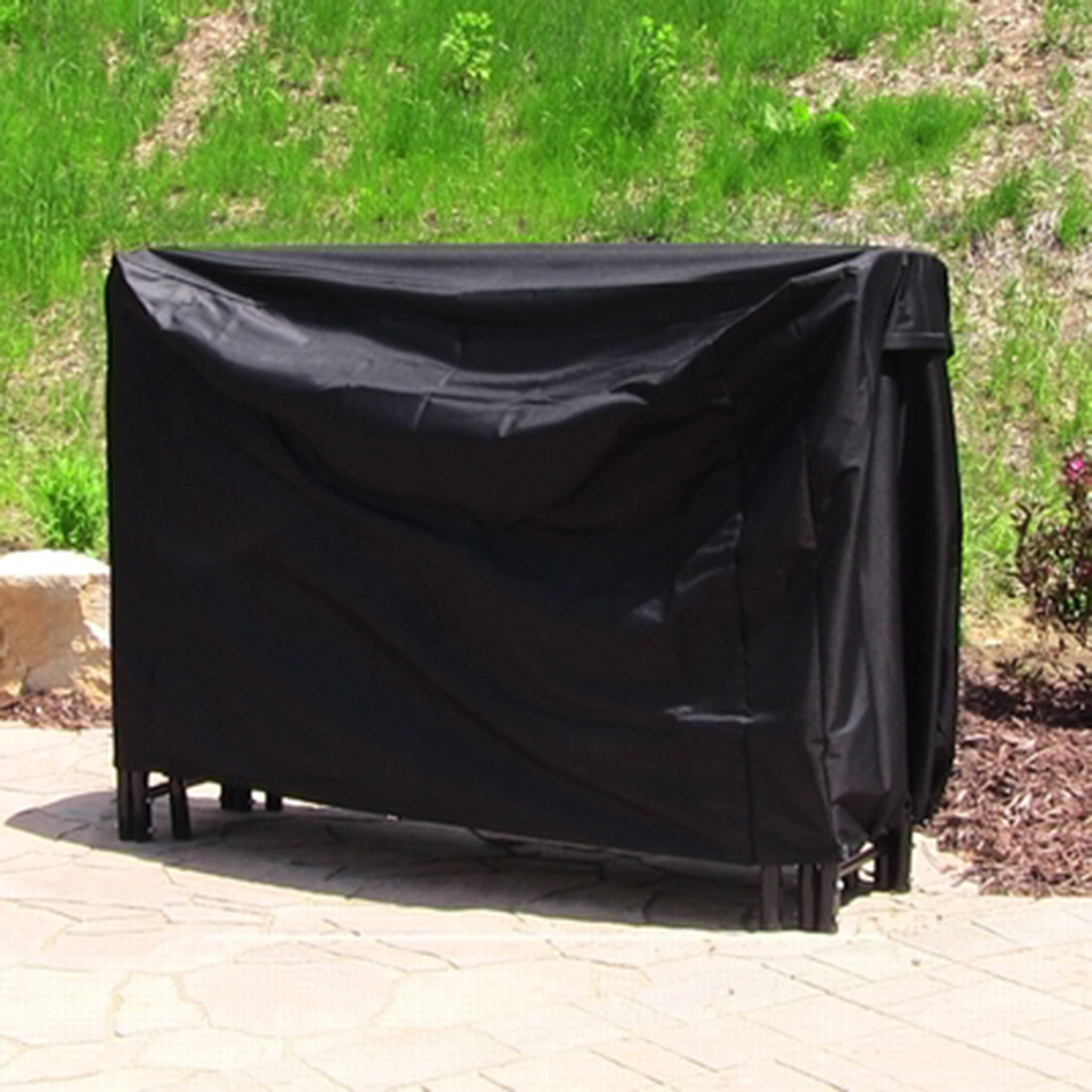 Alt View 4. Sunnydaze - 5 ft Weather-Resistant Polyester Firewood Log Rack Cover - Black.