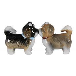 Pacific Trading - Sweet Shih Tzus Dogs Kissing Magnetic Salt and Pepper Shaker Set - Multicolor
