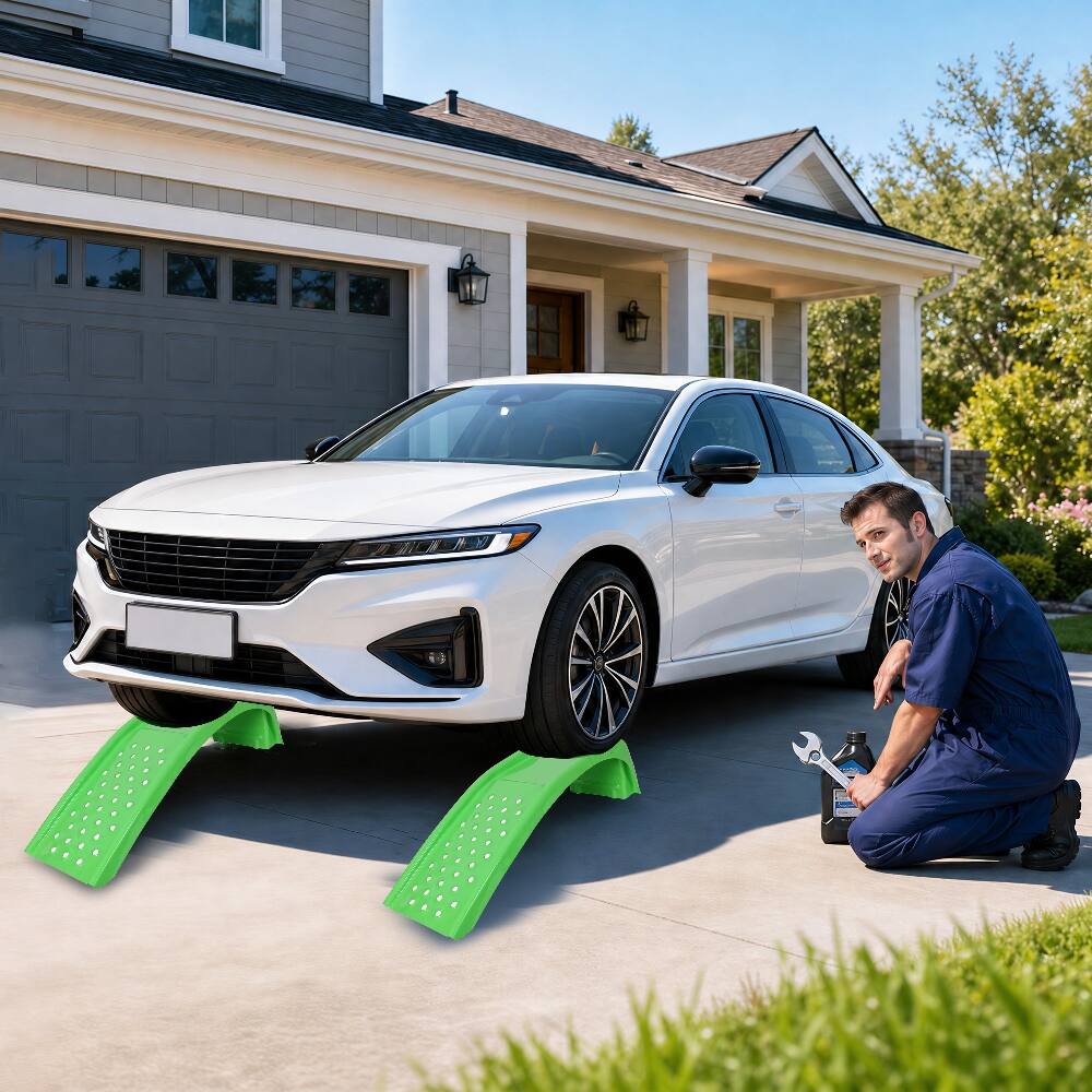 Alt View 6. Ropilly - Ropilly Heavy Duty Solid Steel Car Ramps 8000 LBS Auto Service Ramps for Truck SUV Maintenance Oil Change Green 2 Pack.