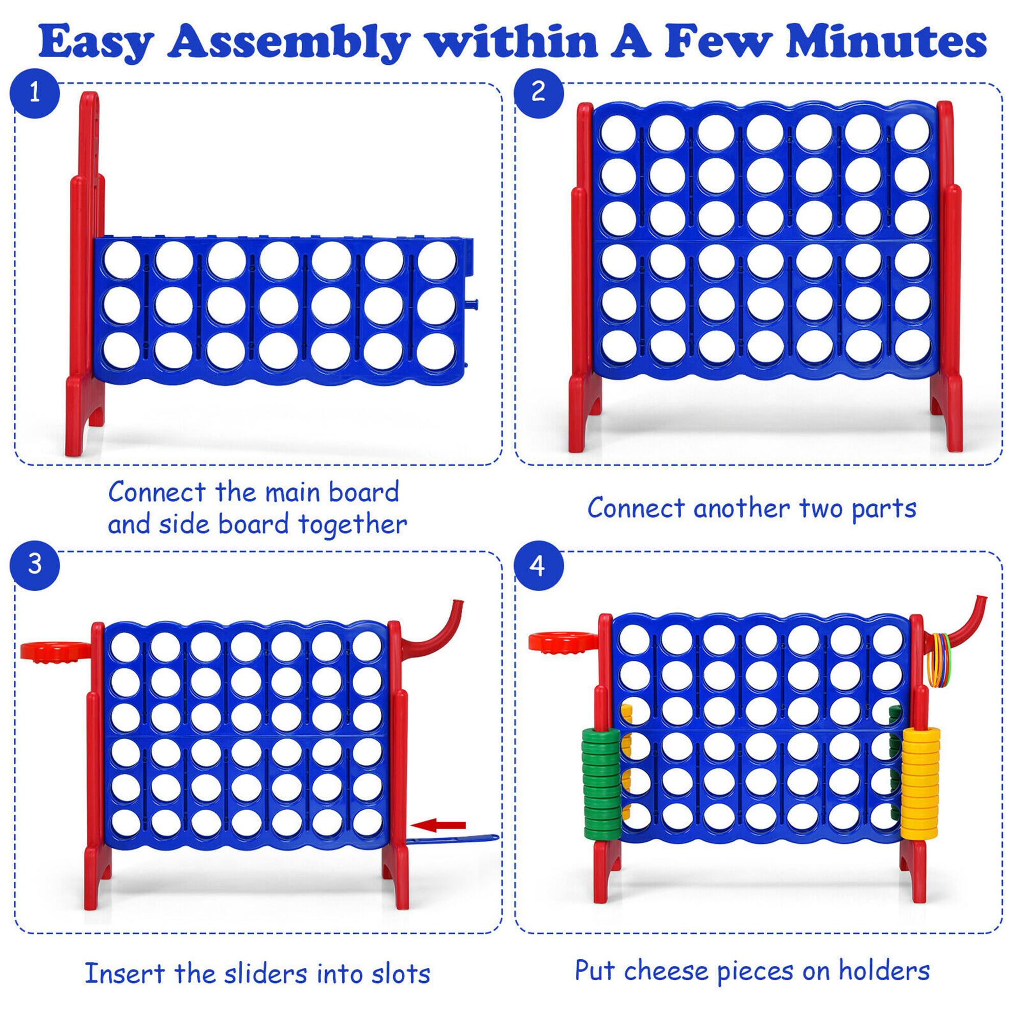 Easy Assembly within A Few Minutes

1. Connect the main board and side board together
2. Connect another two parts
3. Insert the sliders into slots
4. Put cheese pieces on holders