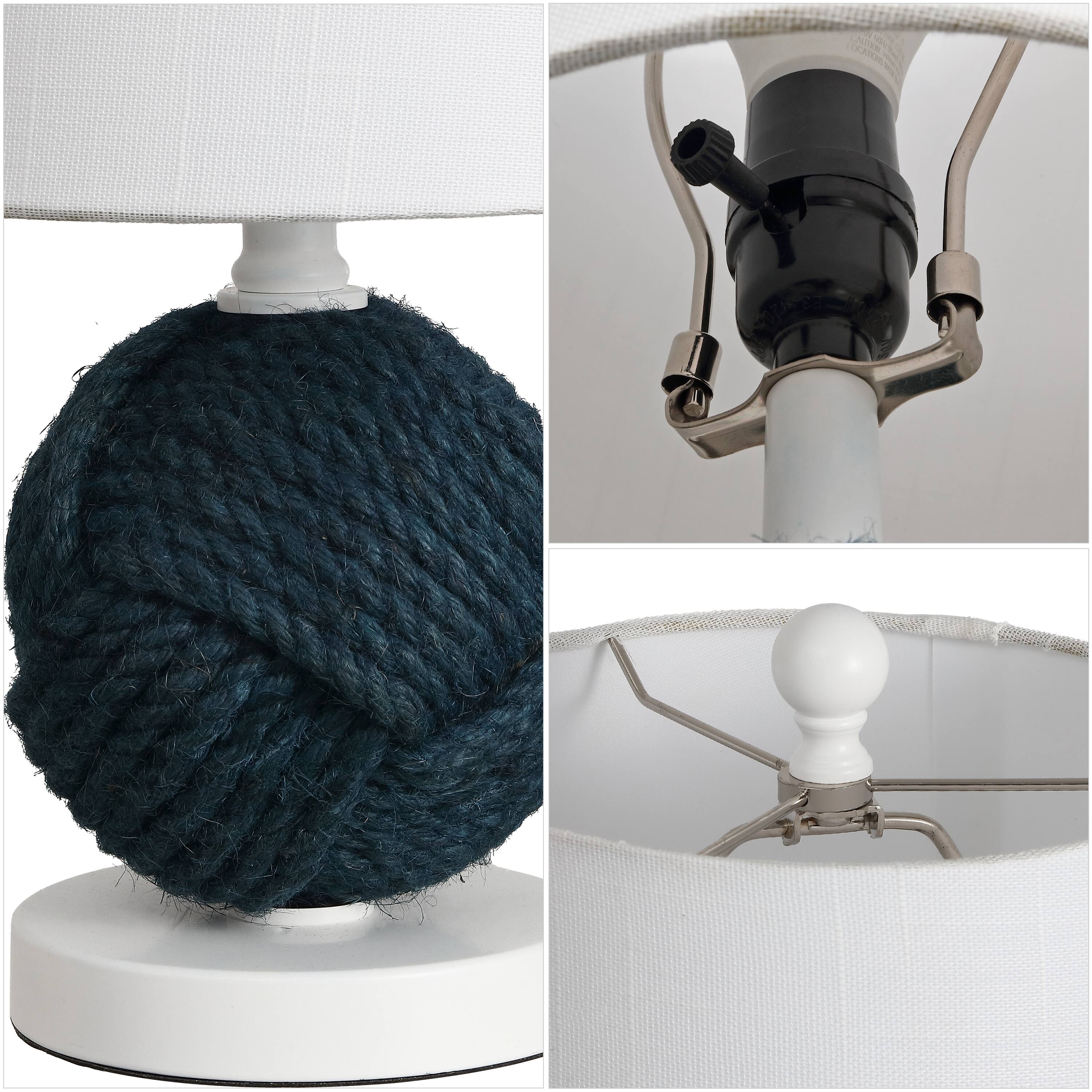 Alt View 4. Jonathan Y - Monkey 18" Coastal Navy Blue Rope Knot Globe Table Lamp and Metal Base for Cottage Living Room - Navy.