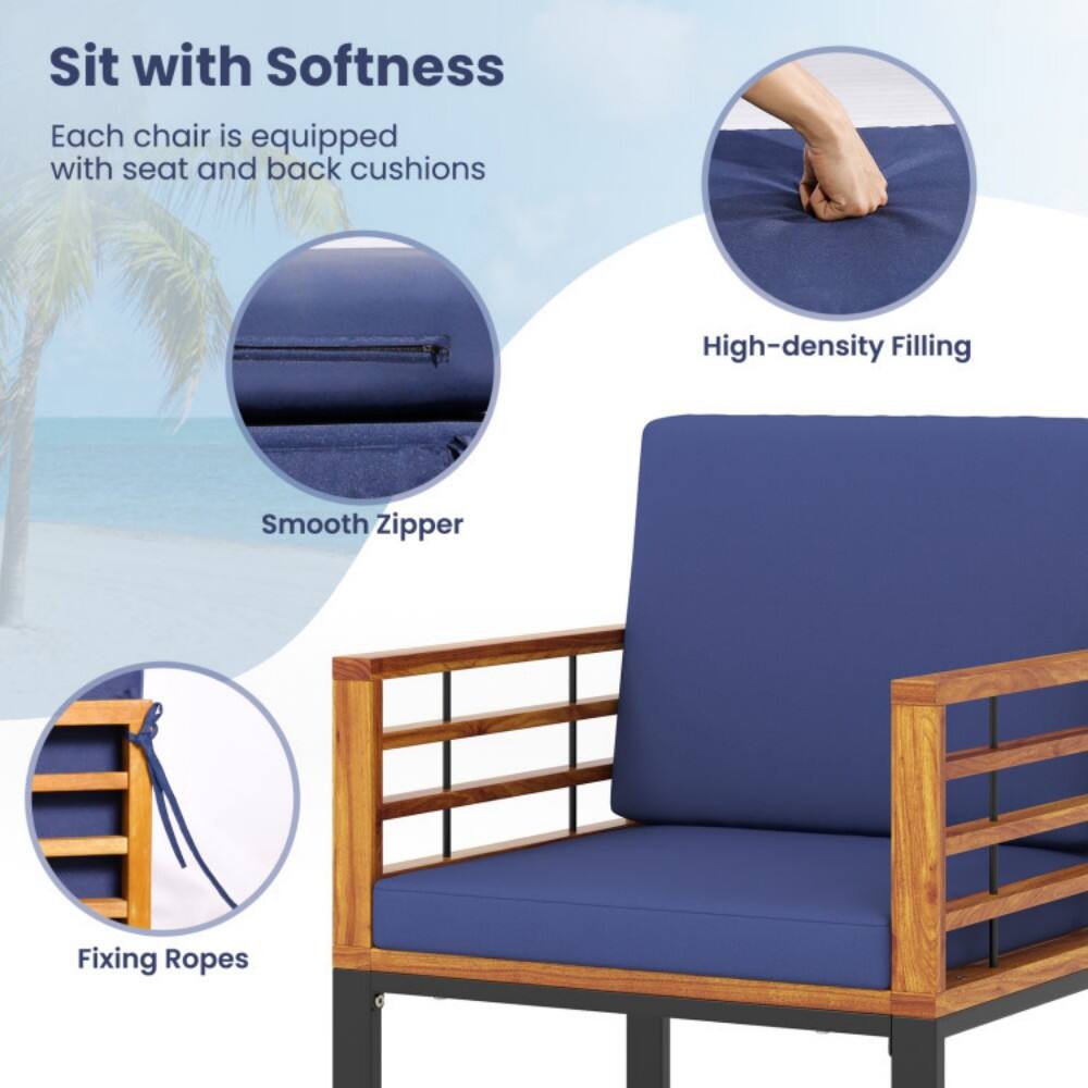 Sit with Softness  
Each chair is equipped with seat and back cushions  

- Smooth Zipper  
- High-density Filling  
- Fixing Ropes