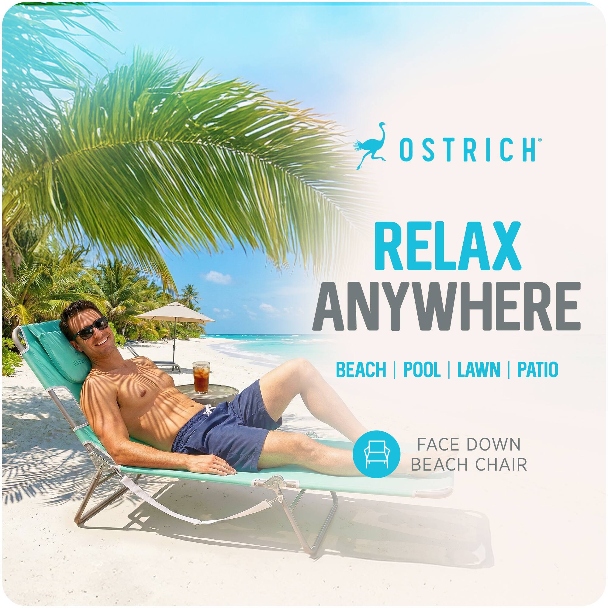 OSTRICH RELAX ANYWHERE BEACH | POOL | LAWN | PATIO FACE DOWN BEACH CHAIR