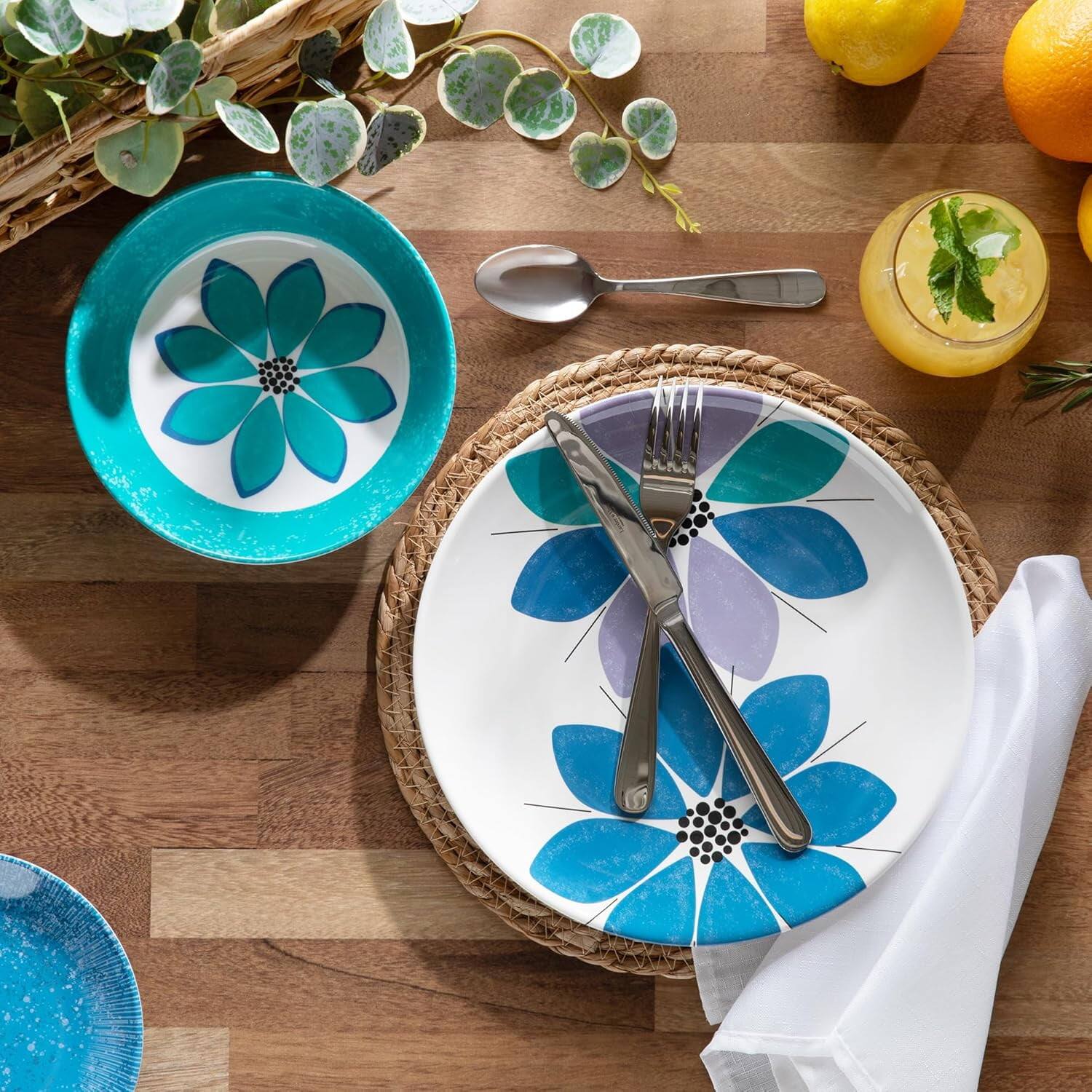 Alt View 2. Larder & Vine - 12-Piece Cathrineholm™ Dinnerware Set for 4, Made from 100% BPA-Free Melamine - Capri.