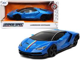 Lamborghini Centenario Top with Stripes "Hyper-Spec" Series 1/24 Diecast Model Car by Jada - Blue With Black