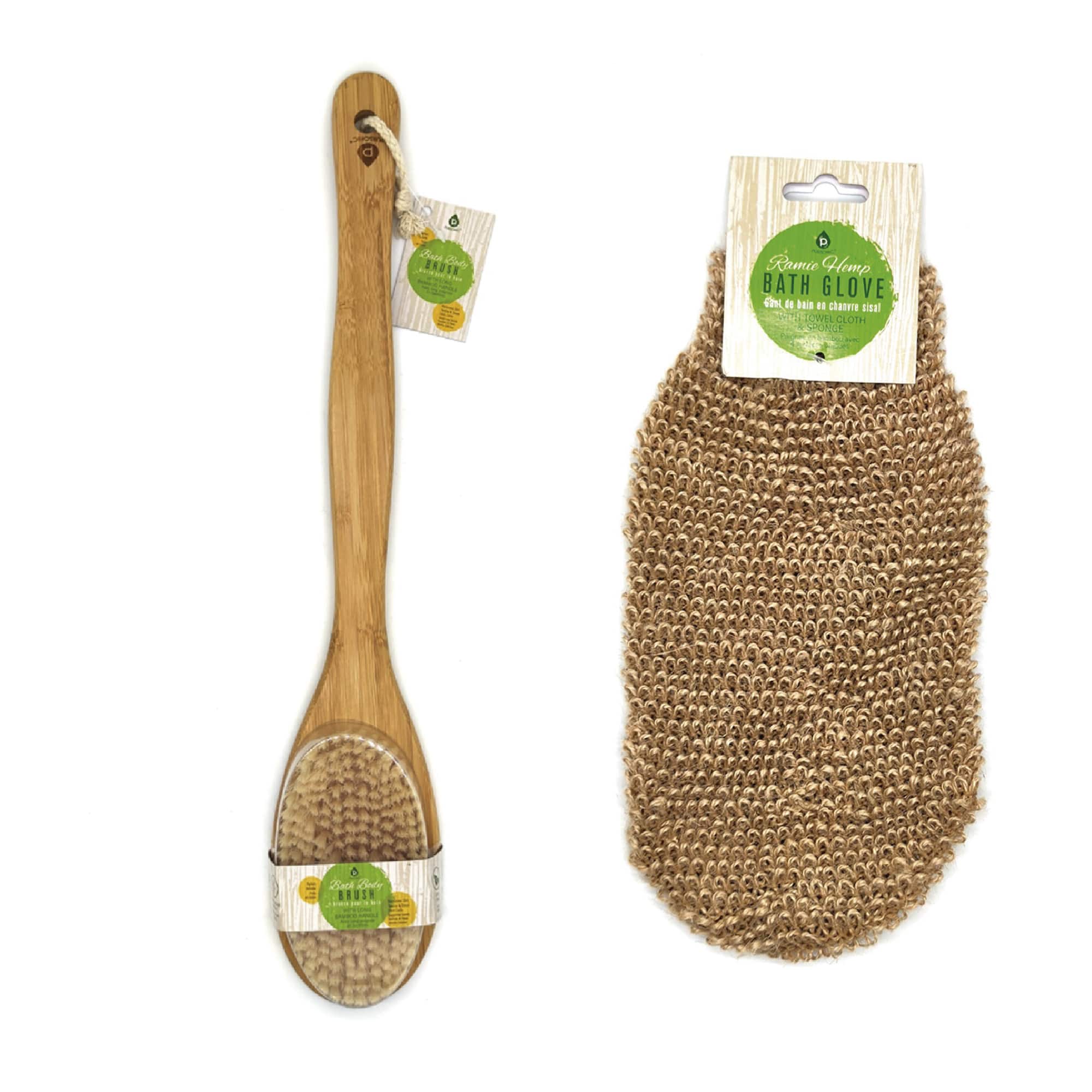 Pursonic - Eco-Friendly Glow Set: Bamboo Bath Brush & Sisal Hemp Gloves