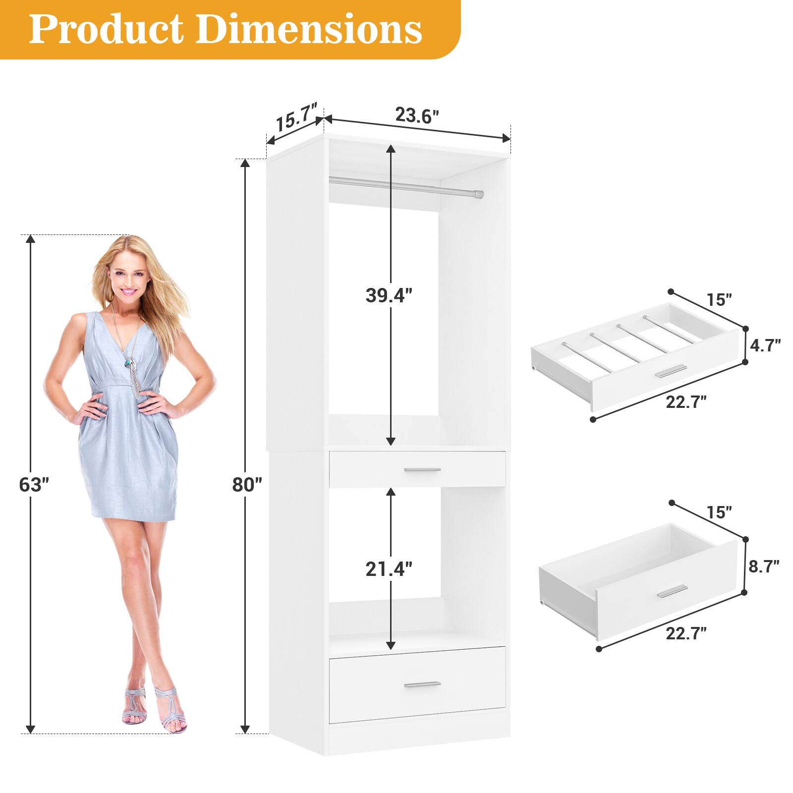 Product Dimensions: 15.7" x 23.6" x 39.4" x 15" x 4.7" x 22.7" x 63" x 80" x 15" x 21.4" x 8.7" x 22.7"