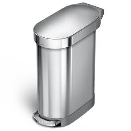 Hivvago - 12-Gallon Narrow Kitchen Trash Can with Easy Step-on Lid - Stainless Steel