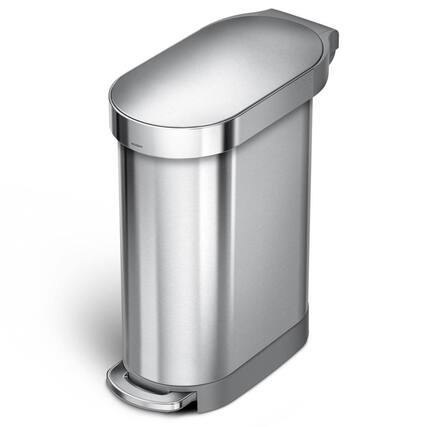 Front. Hivvago - Stainless Steel 12-Gallon Narrow Kitchen Trash Can with Easy Step-on Lid - Stainless Steel.