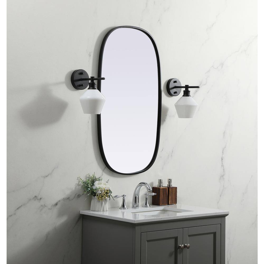 Alt View 6. Elegant Decor - Metal Frame Oval Mirror 20x36 Inch in Black - Black.