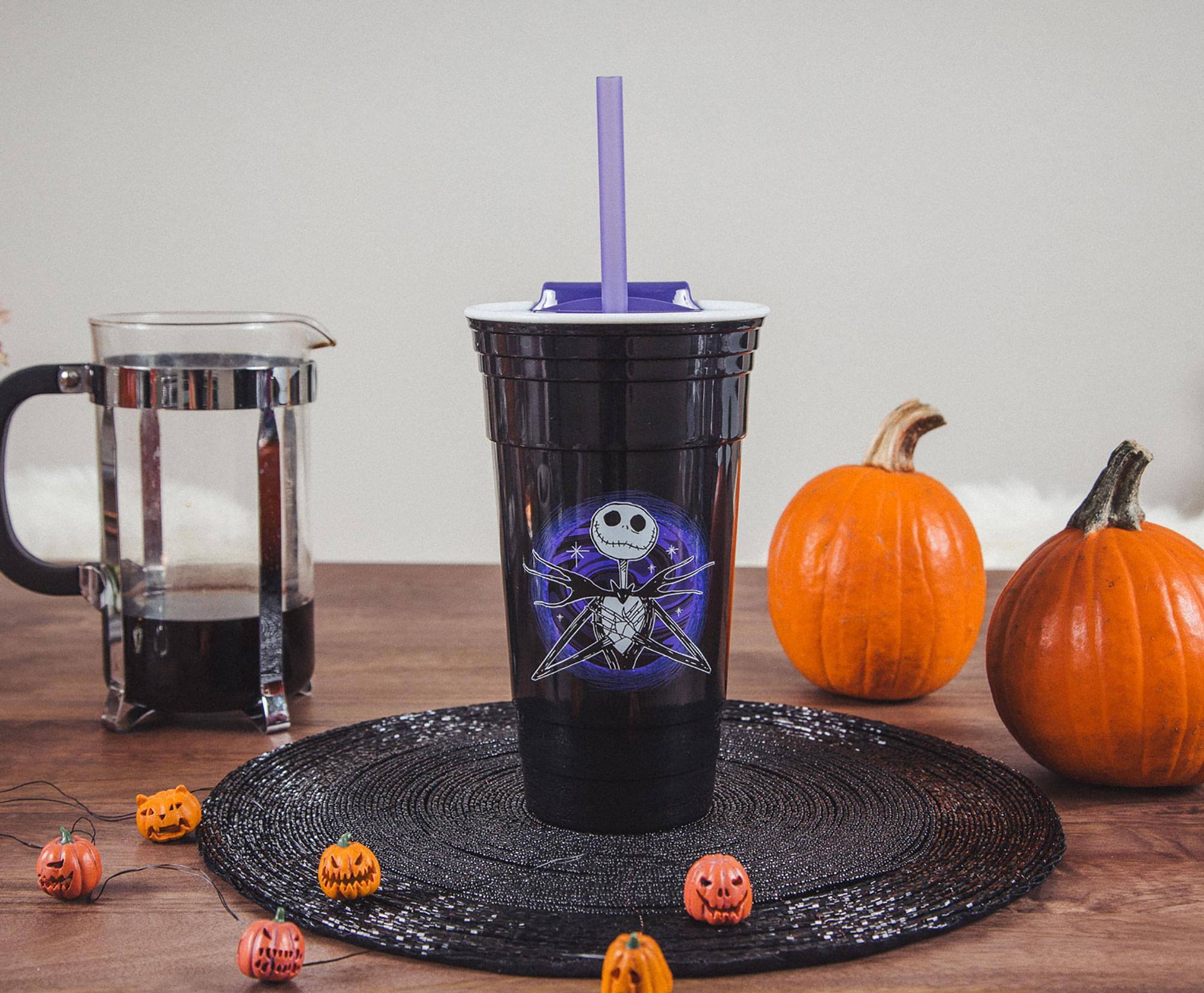 Alt View 4. Disney - Disney The Nightmare Before Christmas Tumbler with Lid and Straw | 32 Ounces - Black.