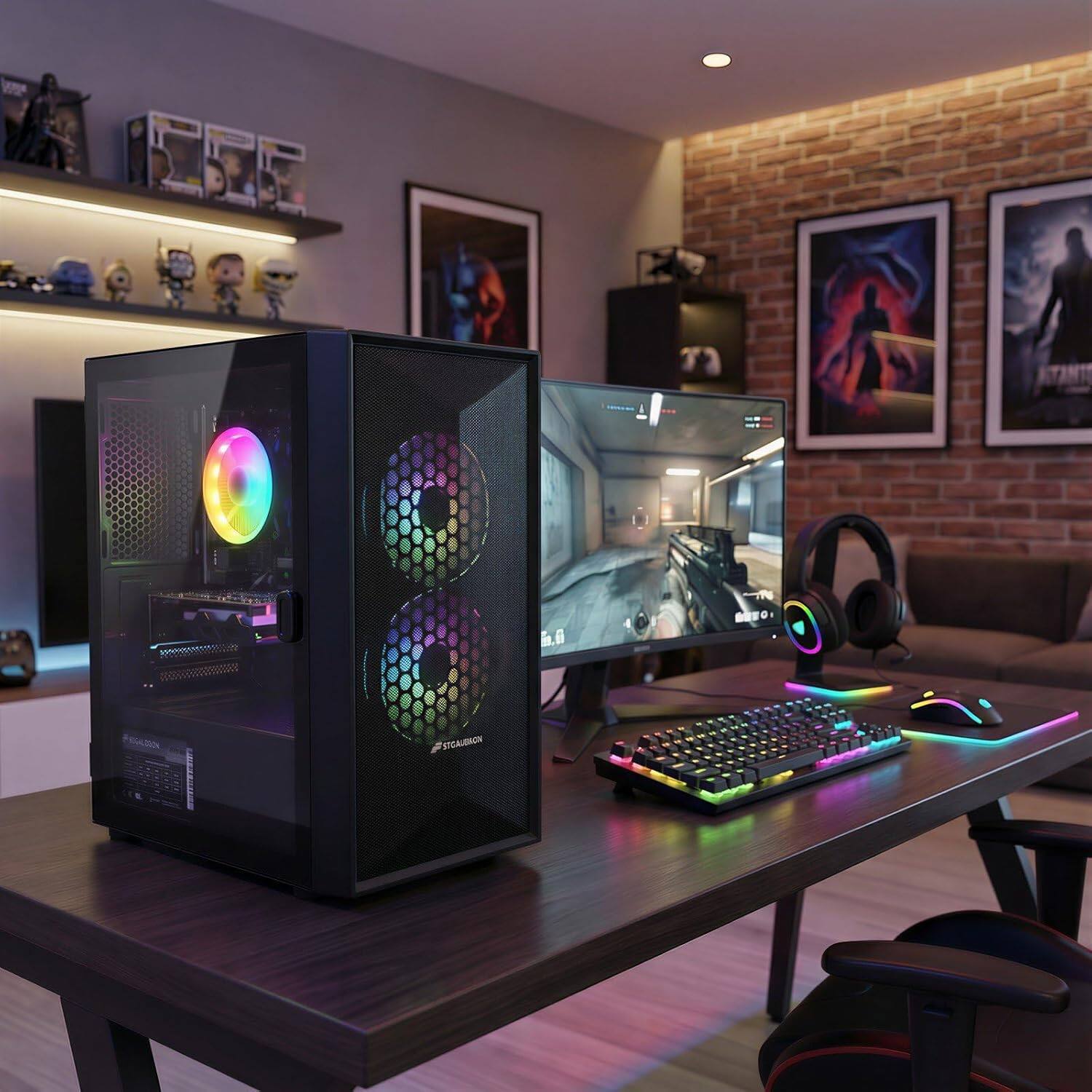 Alt View 1. STGAubron - STGAubron Gaming PC Desktop, Intel Core i3-10100F up to 4.3Ghz, GeForce GTX 1660S 6G, 16G DDR4, 1T SSD, WiFi 6, Win11H - Black.