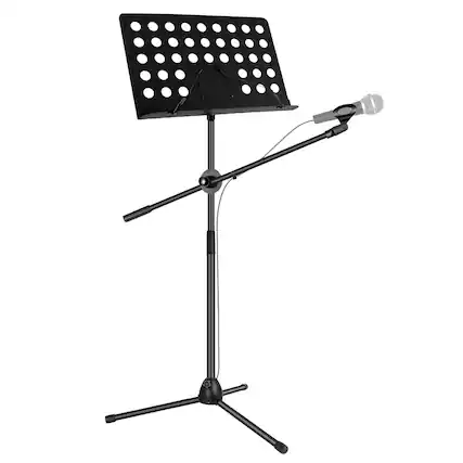 Front. 5 CORE - Music Stand Adjustable Desktop Book Stands w Mic Holder Portable Sheet Holder Metal Bookstand - Black.
