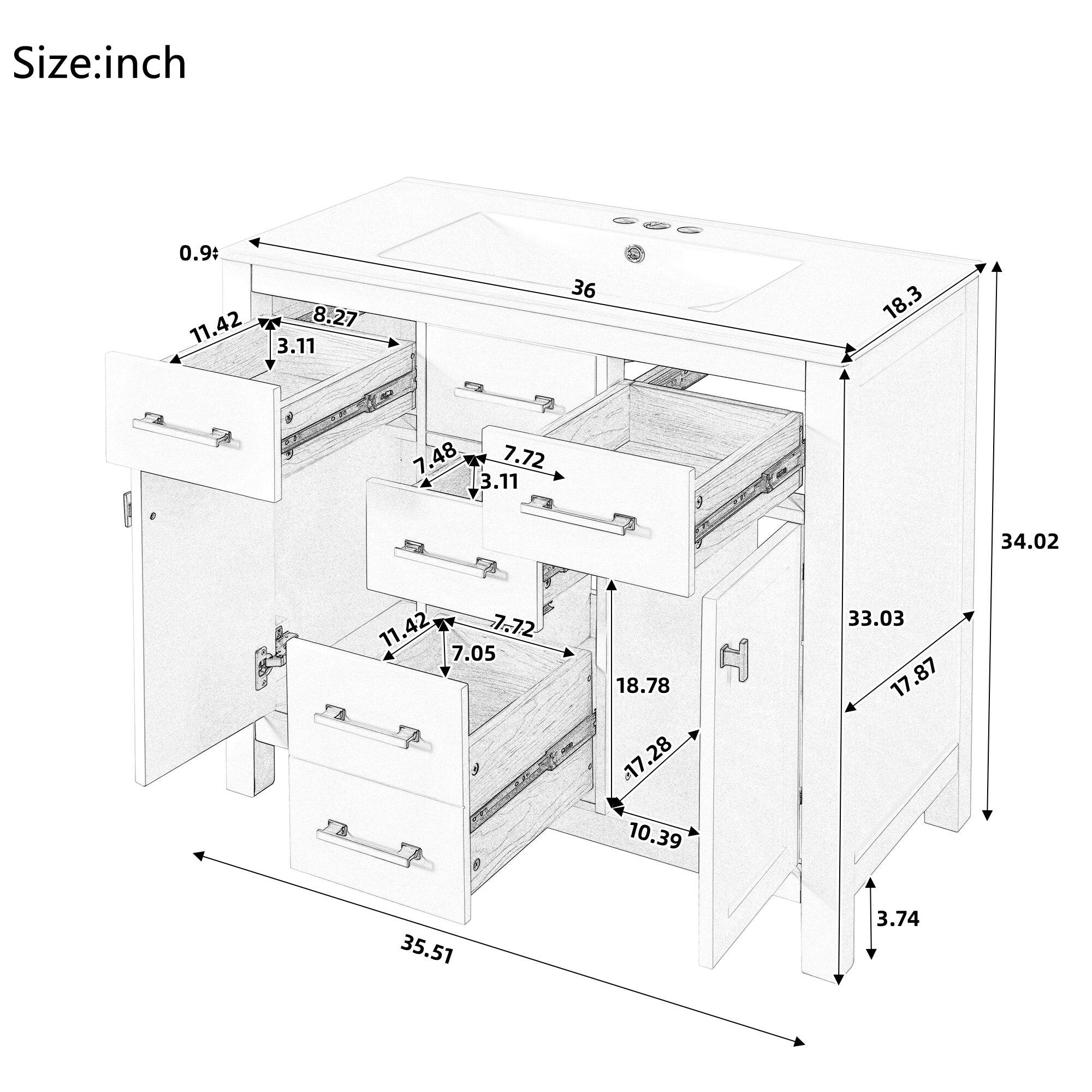 Size: inch

0.9: 11.42 8.27 3.11 36 18.3 7.48 7.72 3.11 34.02 11.42 7.72 7.05 18.78 17.28 10.39 H 33.03 17.87 35.51 3.74