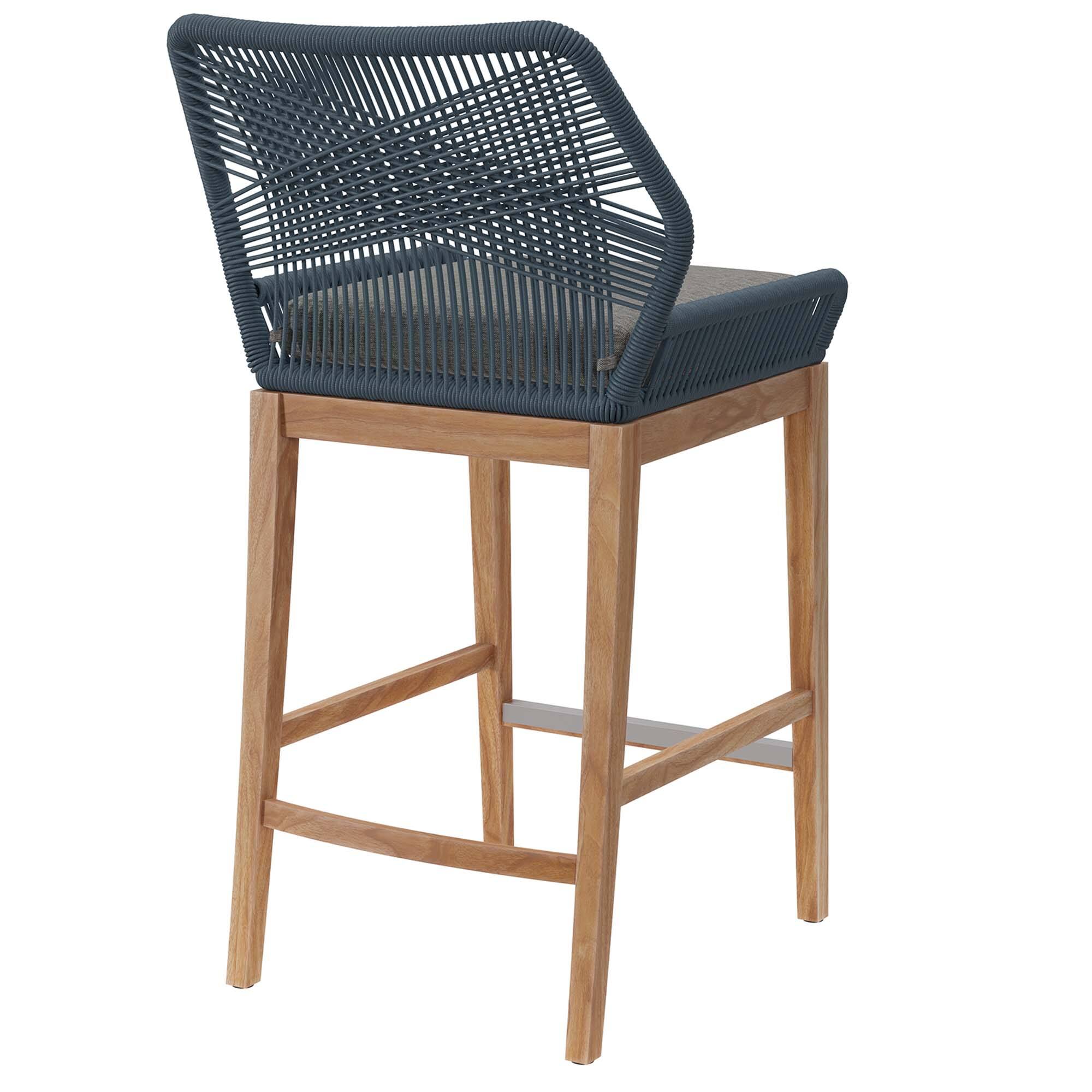 Alt View 2. Modway - Wellspring Outdoor Patio Teak Wood Bar Stool by Modway - Blue Graphite.