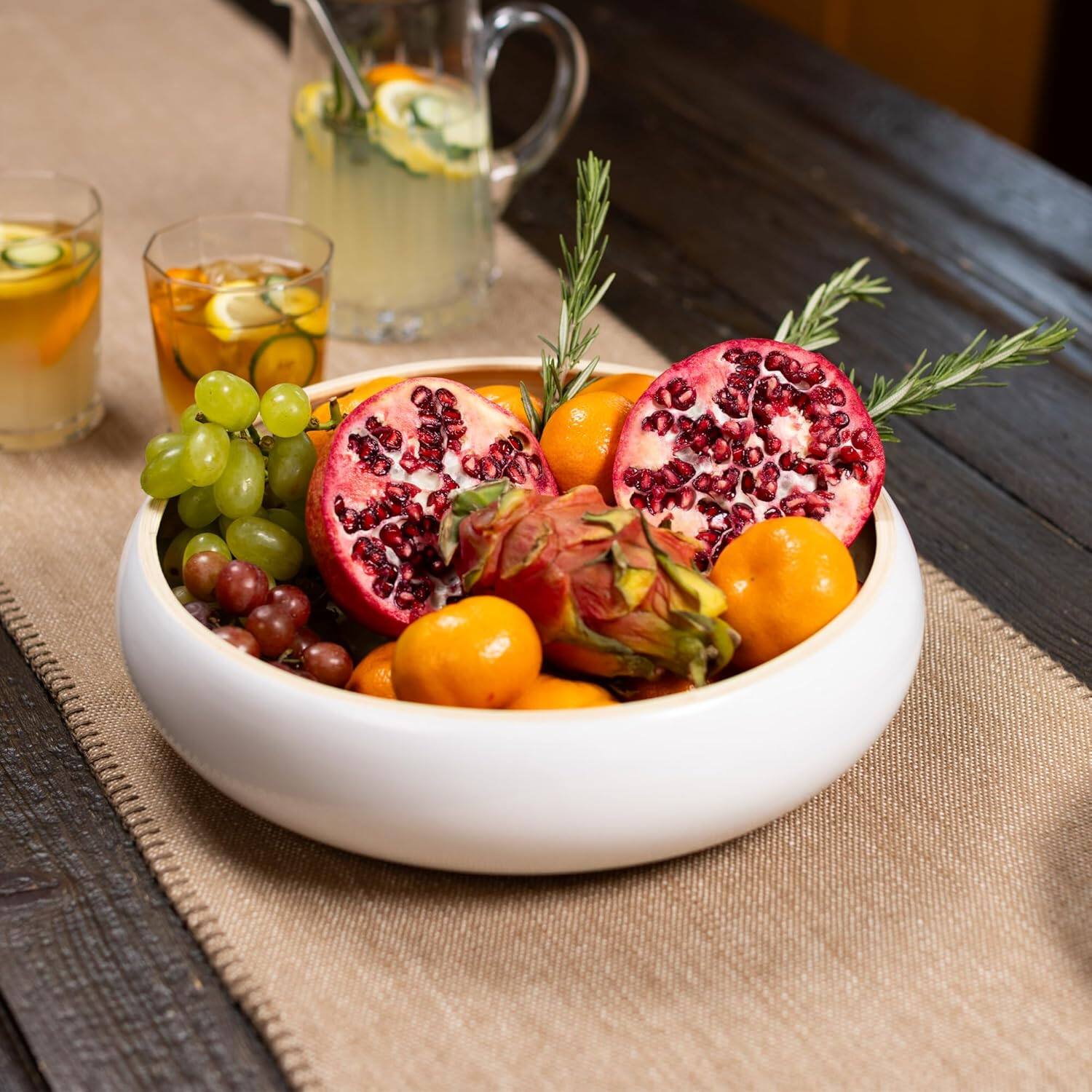 Alt View 1. Lexa - Bamboo Fruit Bowl, 12 Inch, White - White.