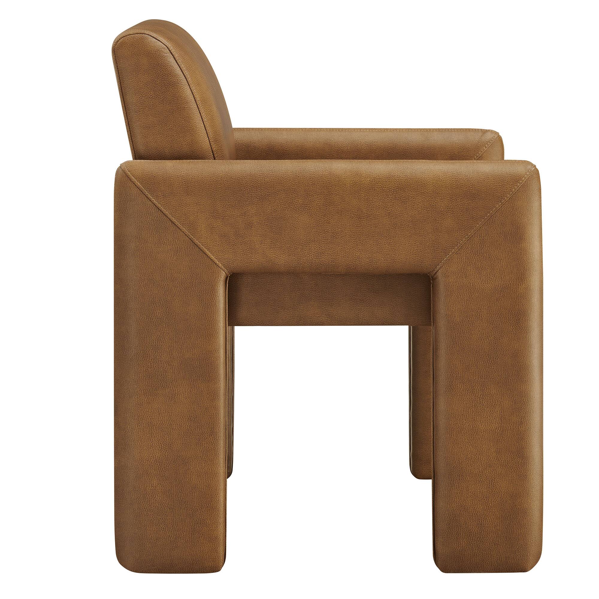 Back. Modway - Daven Vegan Leather Dining Armchair by Modway - Brown.