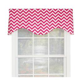 RLF Home - Zig Zag Cornice 100% Cotton with Fully Lined 3" Rod Pocket Valnance for Windows 50" x 17" - Lipstick