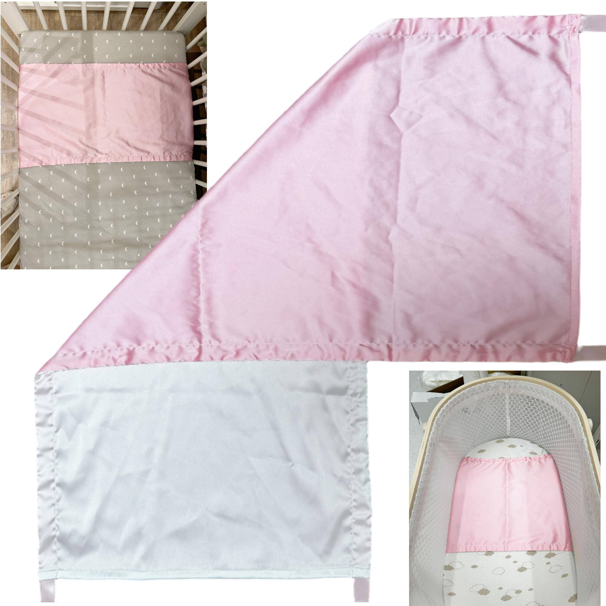 Front. MAGICAL RUBS - Satin Sheet Pillow Cover Silk Bassinet Cradle Slip Reversible Use For (prism Pink & Light Grey - Macaron Pink & White.