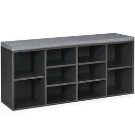 Costway - Entryway Padded Shoe Storage Bench 10-Cube Organizer Bench Adjustable Grey - Gray