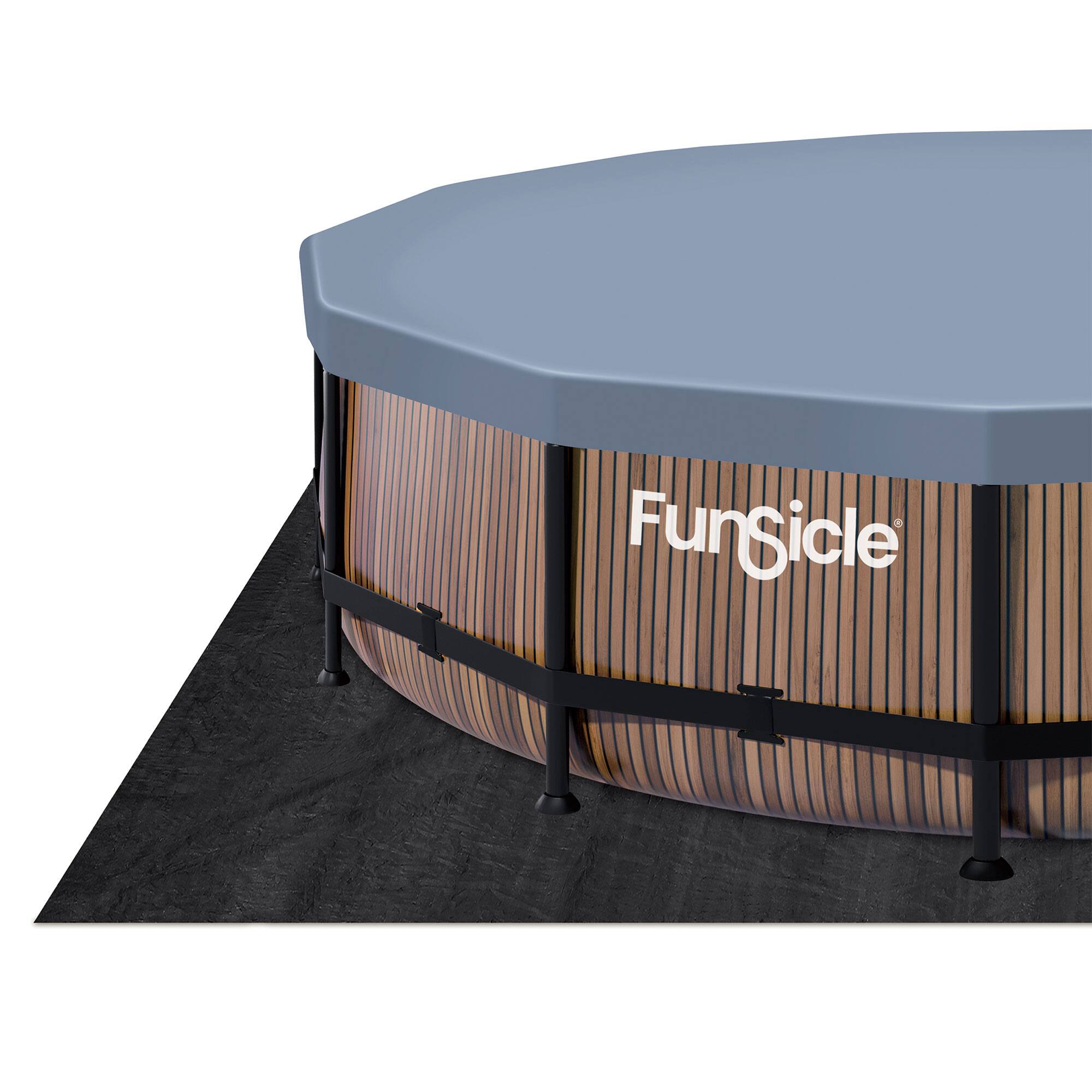 Alt View 8. Funsicle - Funsicle 14' x 42" Oasis Round Outdoor Above Ground Swimming Pool, Natural Teak - Natty Teak.