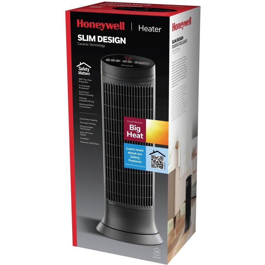 Honeywell Digital Ceramic Tower Heater Electric 1500 W 2 x Heat ...