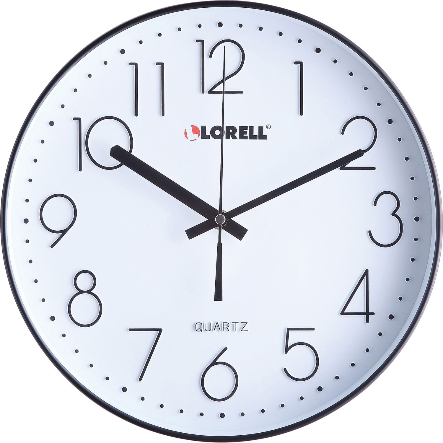 Lorell - 12" Round Quiet Wall Clock Analog Quartz Black Case - White|Black