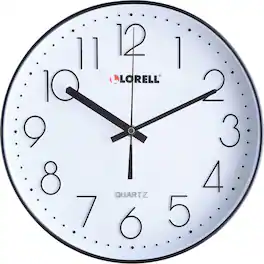 Lorell - 12" Round Quiet Wall Clock Analog Quartz Black Case - White|Black