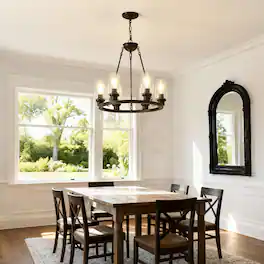 Boyel Living - 6 Light Black Wagon Wheel Chandelier With Light No Bulbs for Bedroom Bathroom E26