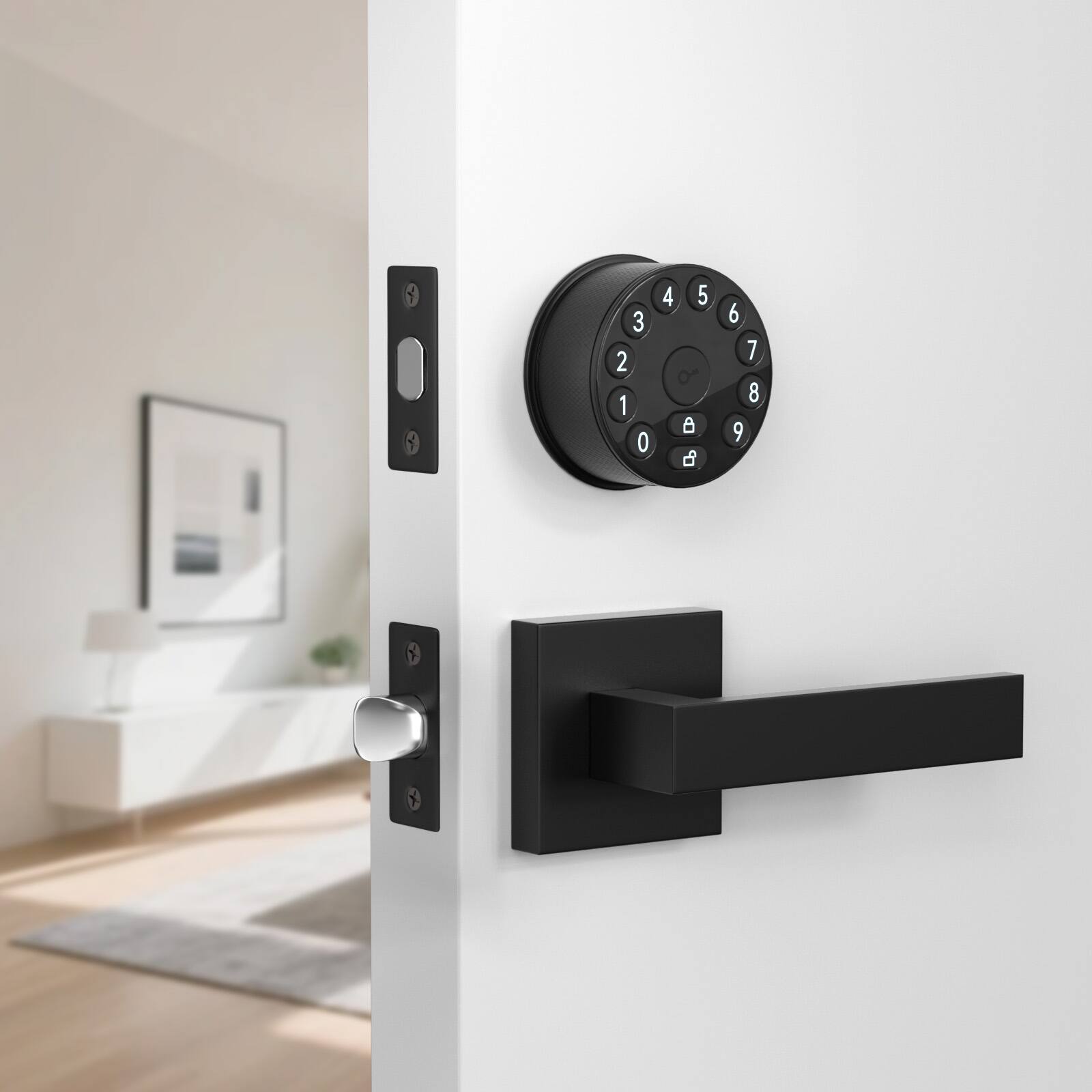 Alt View 1. Fitnate - Door Handle Interior Privacy Door Lever for Bathroom, Bedroom - Black.