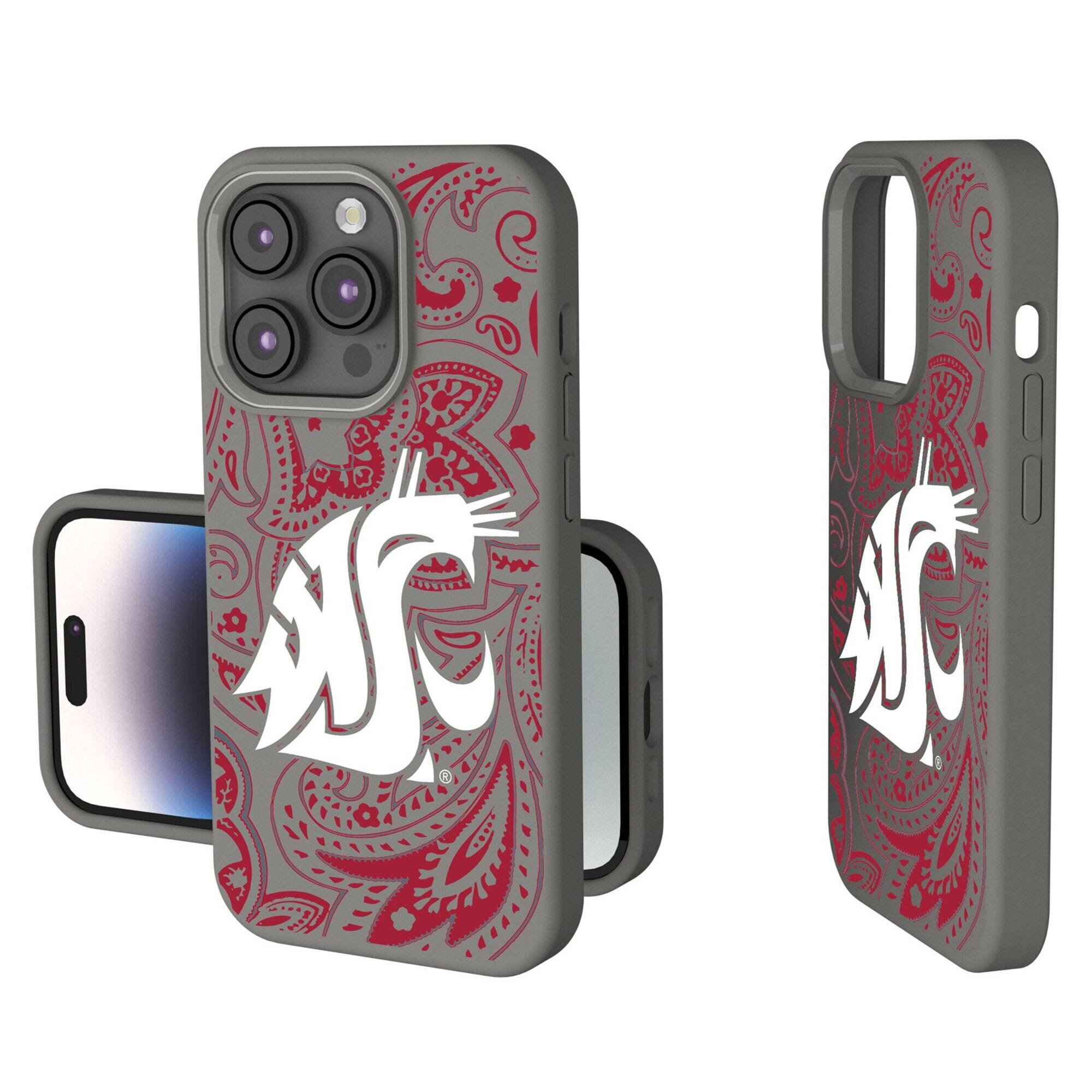 Front. Keyscaper - Washington State Cougars Paisley iPhone Soft Touch Case - 15 Pro - Gray.